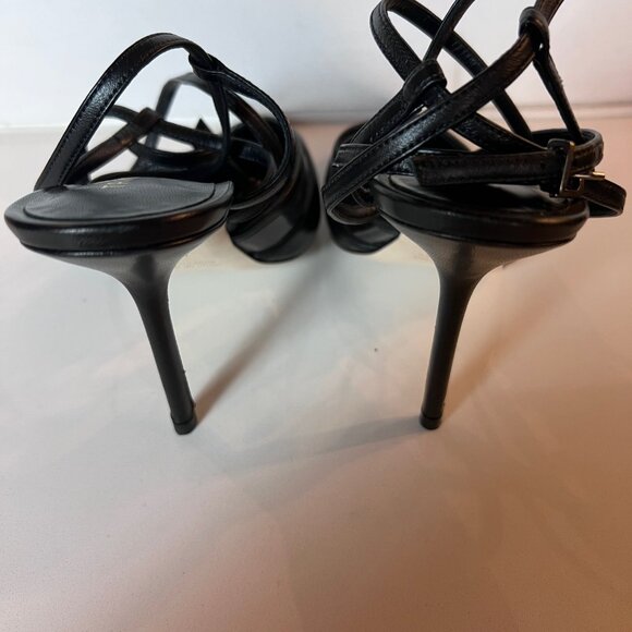 Tamara Mellon Forever Strappy Sling Black Leather Pointed Toe Heels Sz 37 (6.5) - Picture 4 of 6